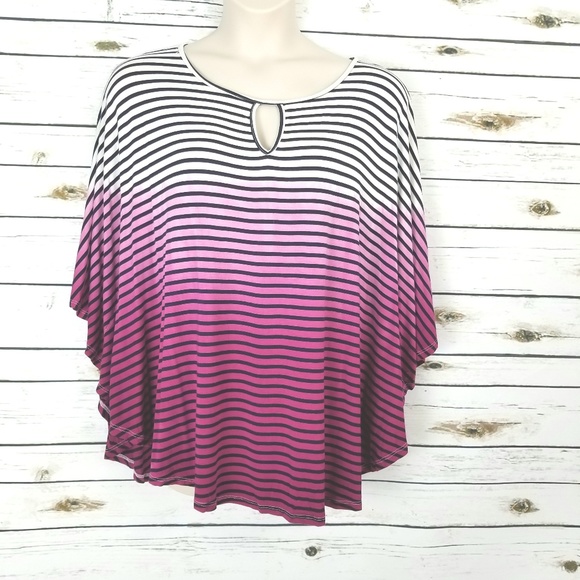 2X Striped Blue Purple Keyhole Kimono Sleeves - Picture 2 of 6